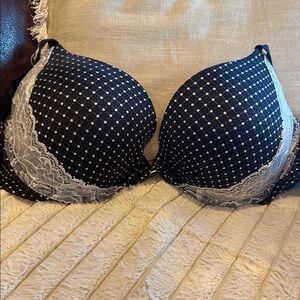 Victoria's Secret Black and White Polka Dot Lace Bra
